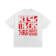 Load image into Gallery viewer, White/Red &quot;RISK TAKERS&quot; TEE
